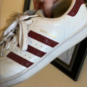maroon snakeskin adidas